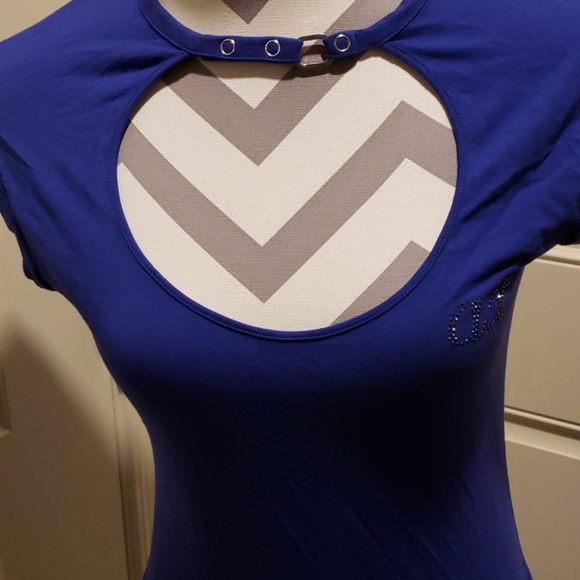 AX Deep Blue/Purple Fitted Keyhole Top - Picture 2 of 4